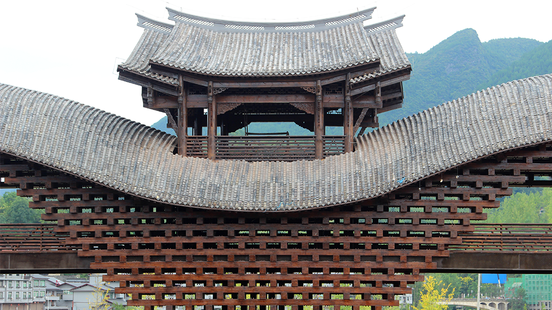 Zhuoshui most pokriven vjetrom i kišom, Qianjiang, Chongqing